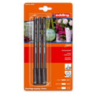 Edding Calligraphy Black Markers Set of 3 Assd